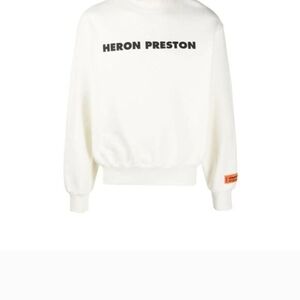 Heron Preston Cream Crewneck with Black Logo